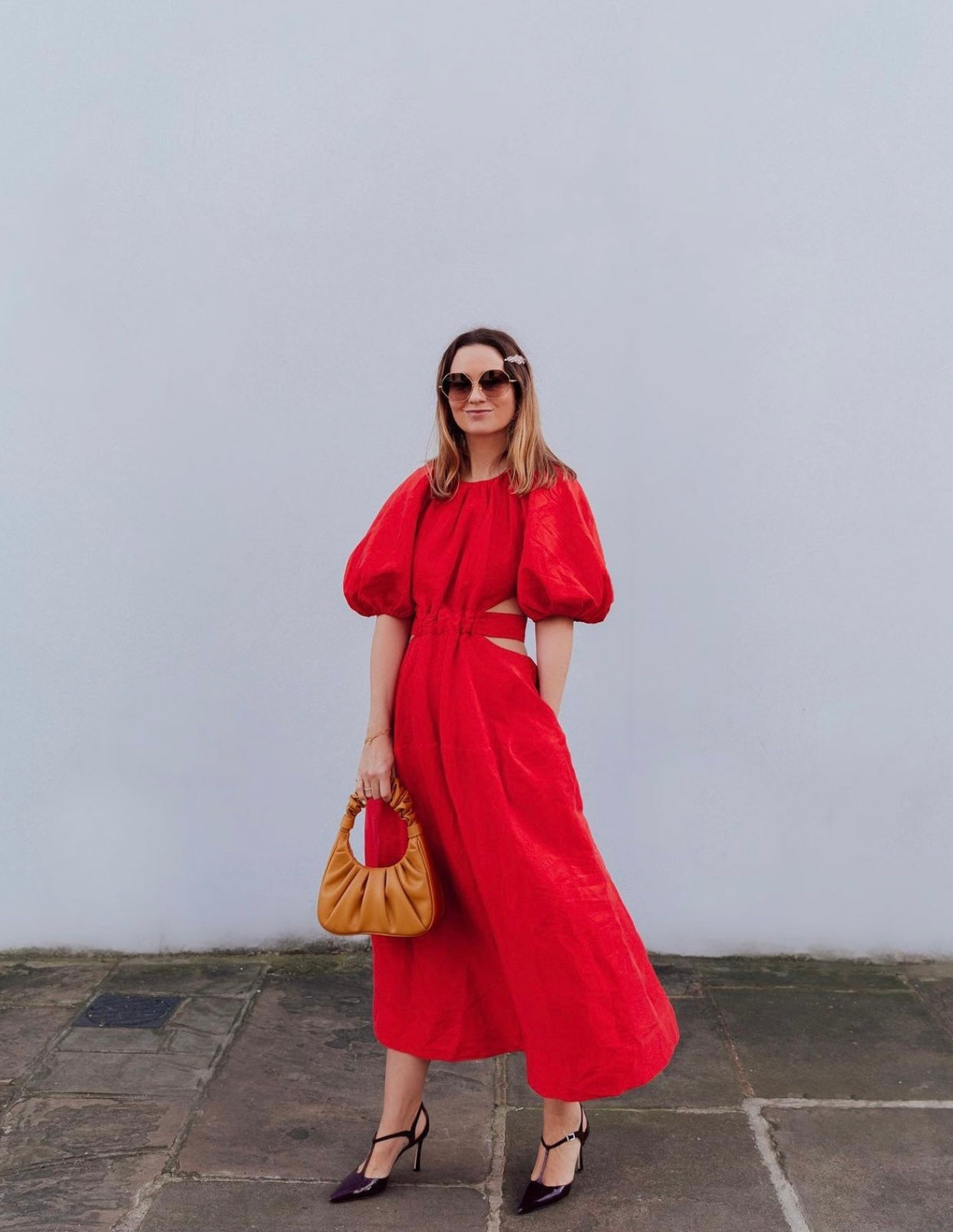 MIMOSA CUTOUT MIDI DRESS | RED